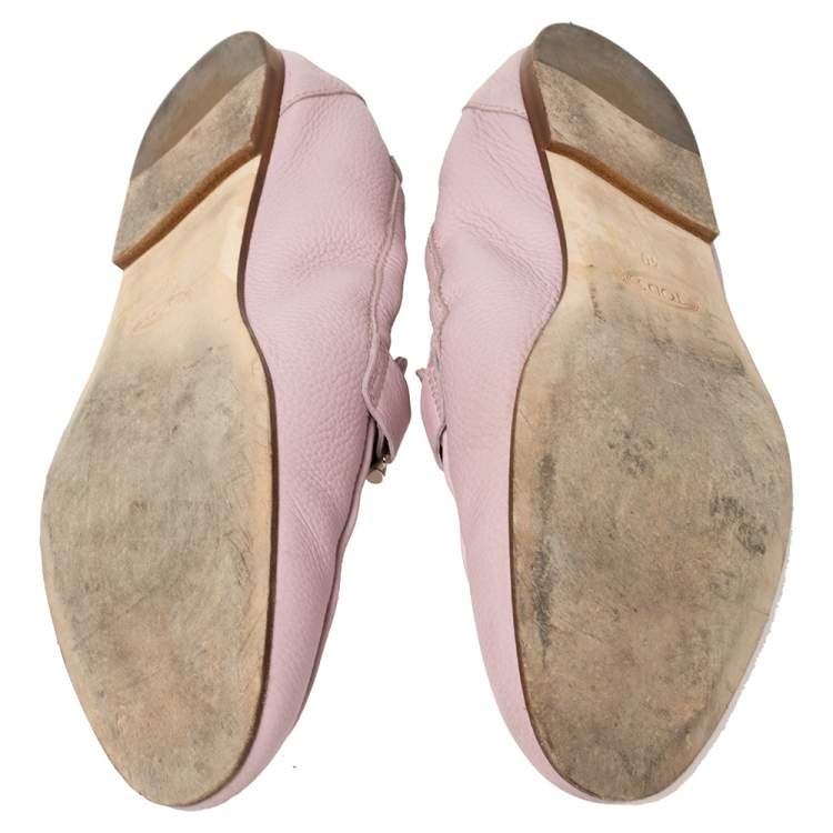 Pre Owned Tod's Pink Leather Double T Loafers Size 40