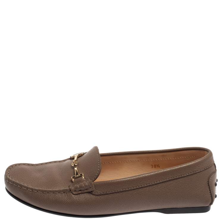 مملوكة مسبقًا Tod's Brown Leather Horsebit Loafers Size 38.5