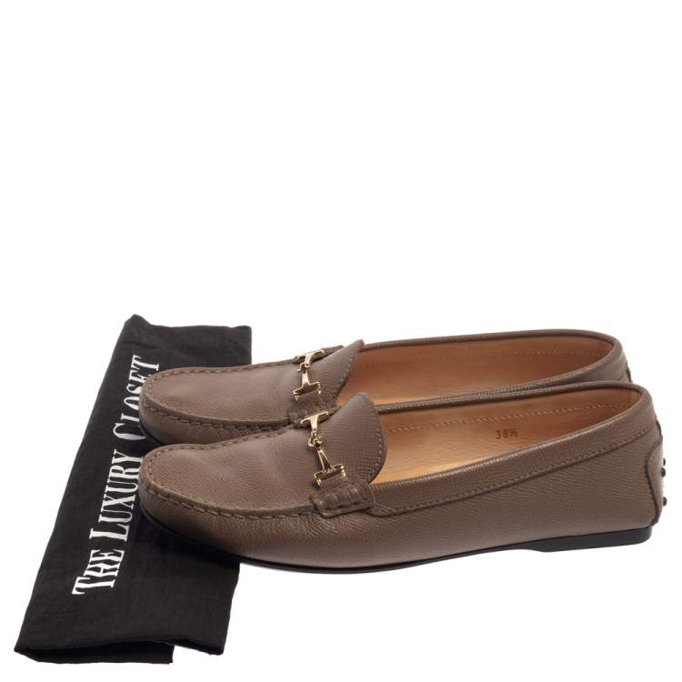 مملوكة مسبقًا Tod's Brown Leather Horsebit Loafers Size 38.5