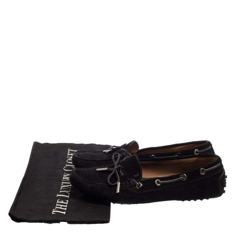 Pre Owned Tod's Black Suede Bow Loafers Size 37