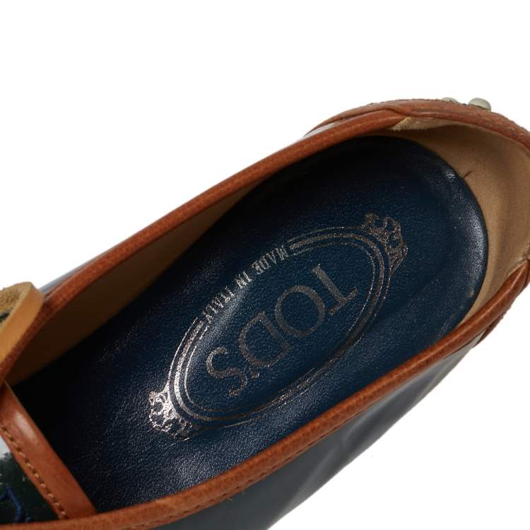 Pre Owned Tod's Deep Green Patent Leather Lace Up Sneakers Size 38.5