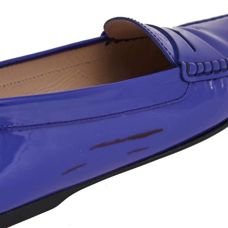 Pre Owned Tod's Blue Patent Leather Loafers Size 37