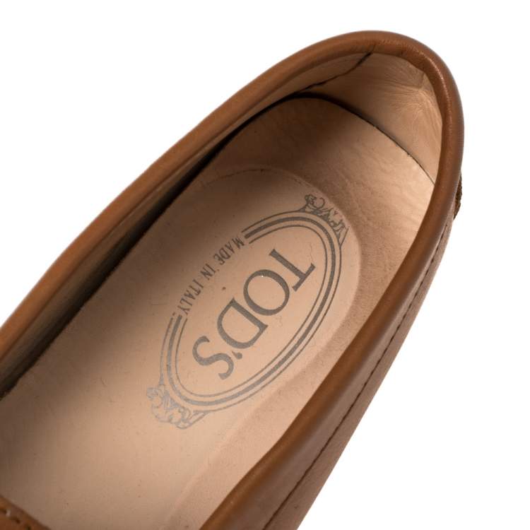 Pre Owned Tod's Brown Leather Double T Loafers Size 41