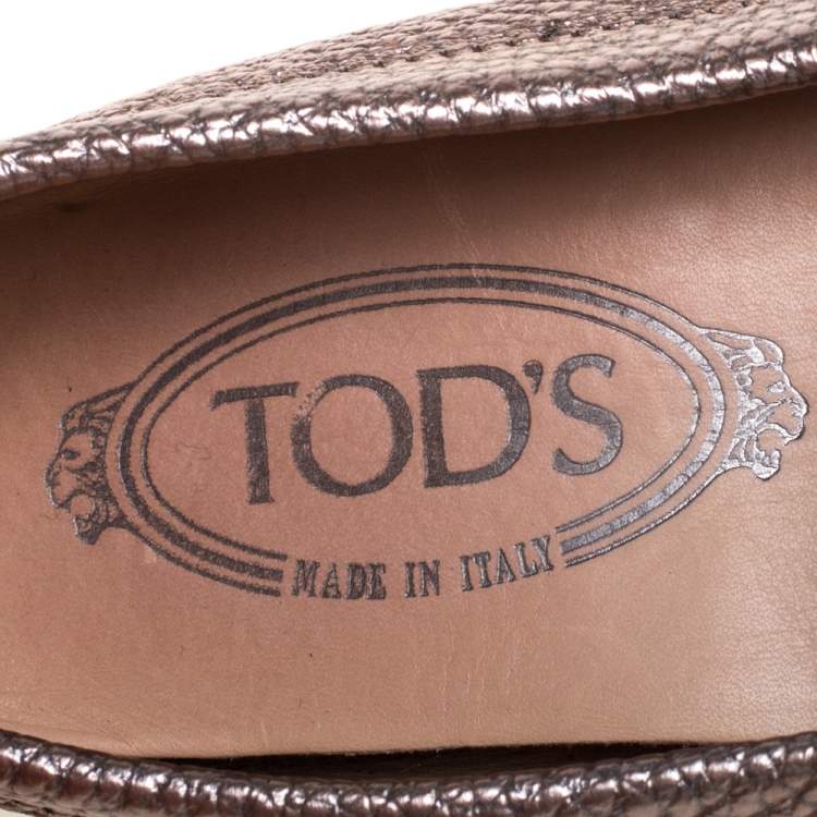 Pre Owned Tod's Rose Gold Leather Penny Loafers Size 37