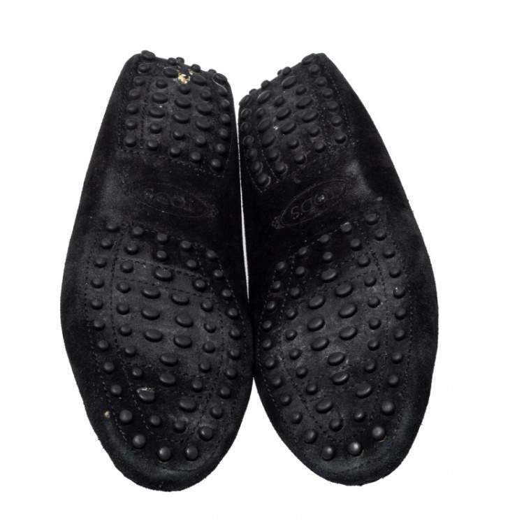 مملوكة مسبقًا Tod's Black Suede Slip On Bow Loafers Size 38.5