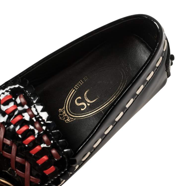 مملوكة مسبقًا Tod's Black Patent Leather Gomma Gyspy Tassel Loafers Size 38.5