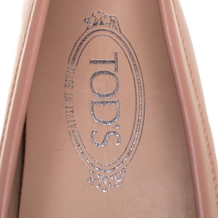 Pre Owned Tod's Pink Leather Gommino Driving Loafers Size 37