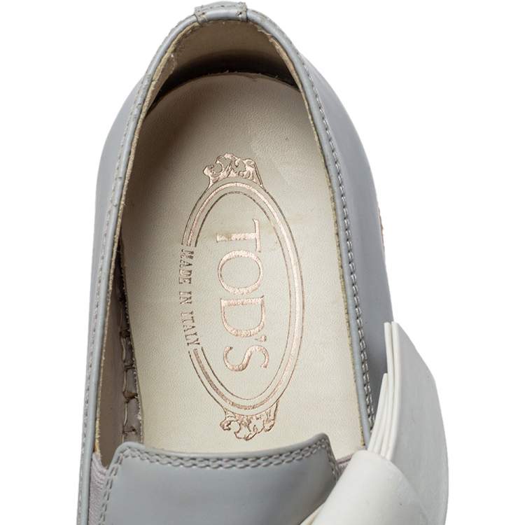 Pre Owned Tod's Grey Leather Francesina Espadrille Slip On Sneakers Size 36.5