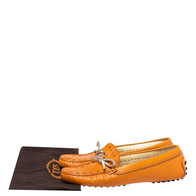 مملوكة مسبقًا Tod's Orenge Leather Penny Loafers Size 38.5