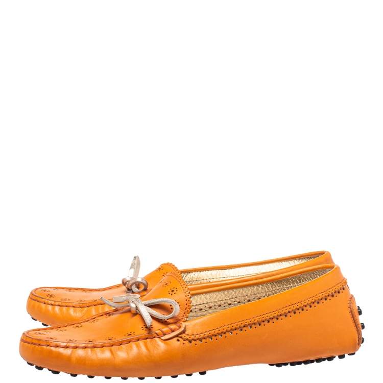 مملوكة مسبقًا Tod's Orenge Leather Penny Loafers Size 38.5