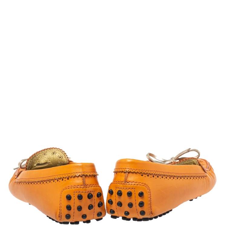 مملوكة مسبقًا Tod's Orenge Leather Penny Loafers Size 38.5