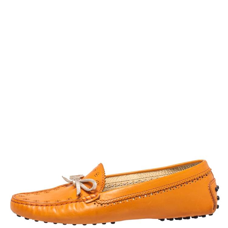 مملوكة مسبقًا Tod's Orenge Leather Penny Loafers Size 38.5