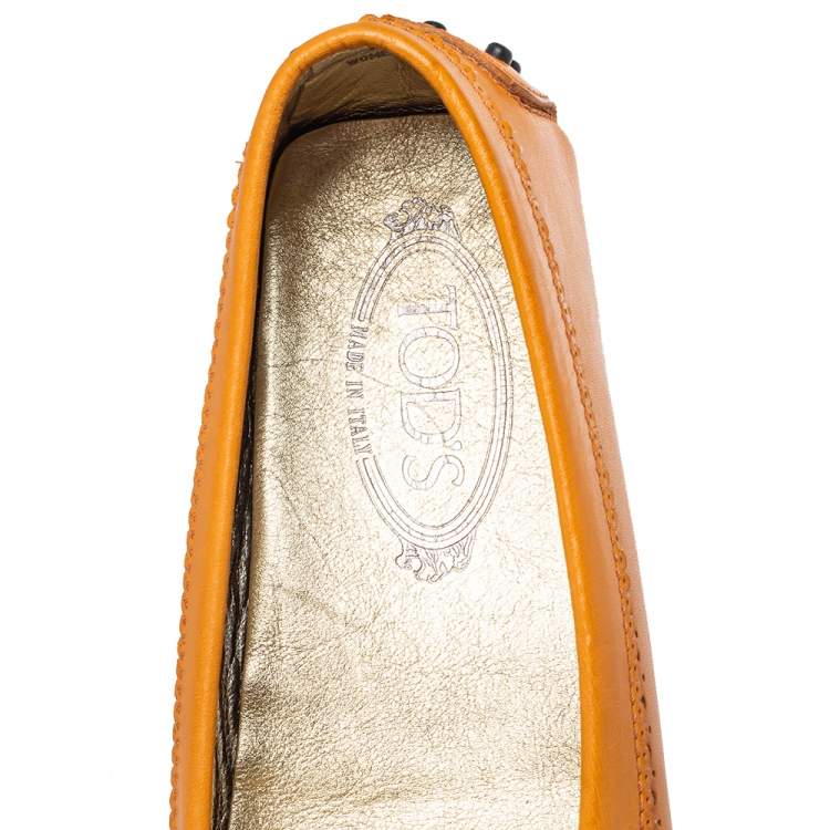 مملوكة مسبقًا Tod's Orenge Leather Penny Loafers Size 38.5