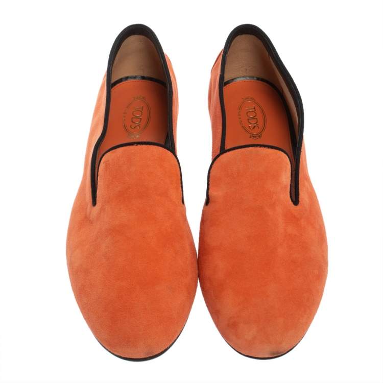Pre Owned Tod's Orange Suede Smoking Slippers Size 41