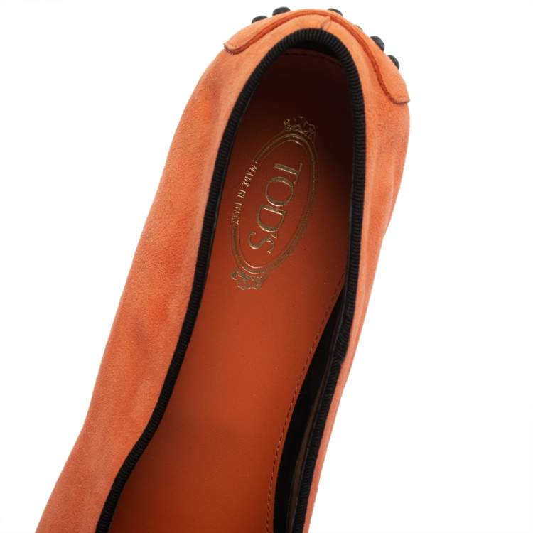 Pre Owned Tod's Orange Suede Smoking Slippers Size 41