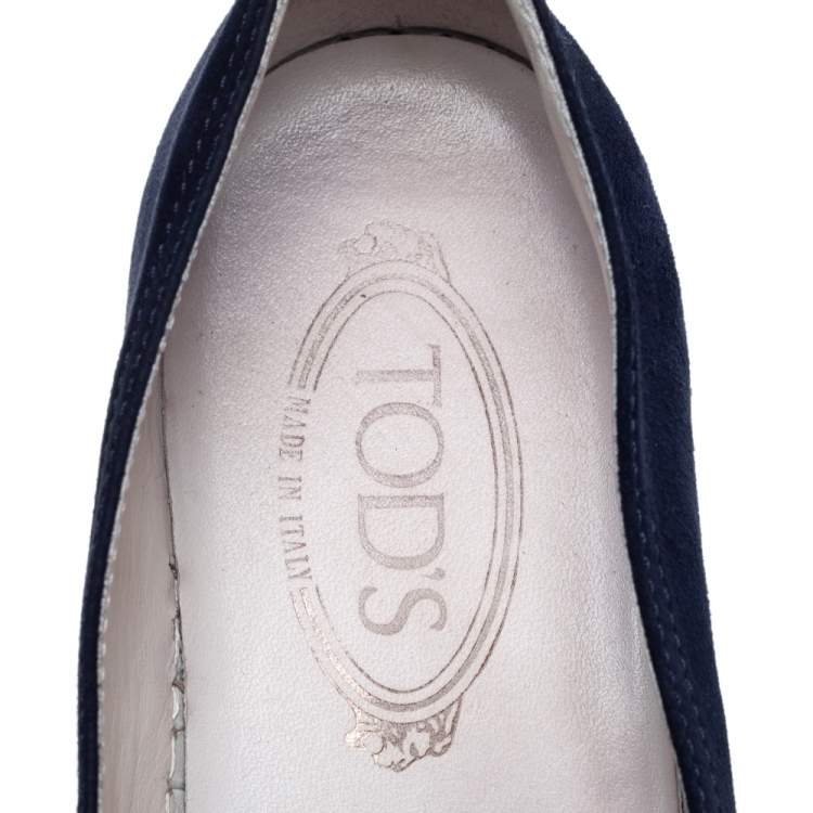 Pre Owned Tod's Navy Blue Suede Espadrille Slip On Sneakers Size 39.5