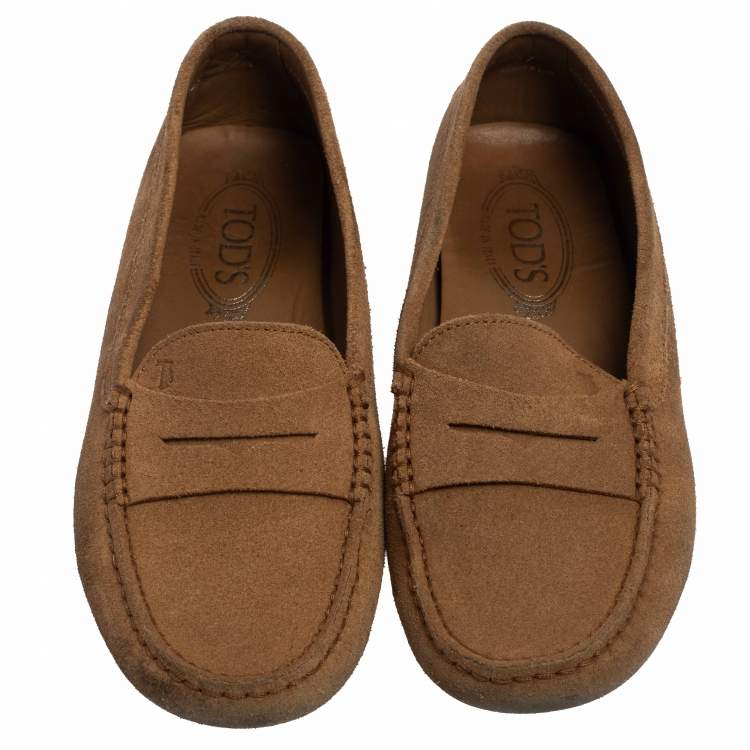 Pre Owned Tod's Brown Suede Penny Slip On Loafers Size 37