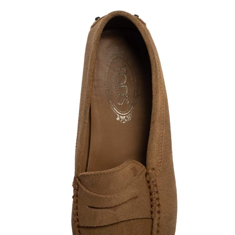 Pre Owned Tod's Brown Suede Penny Slip On Loafers Size 37