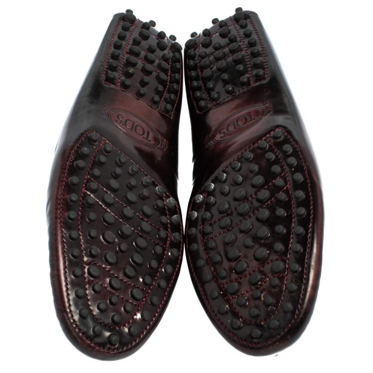 Pre Owned Tod's Two Tone Leather Gommino Penny Slip On Loafers Size 38.5
