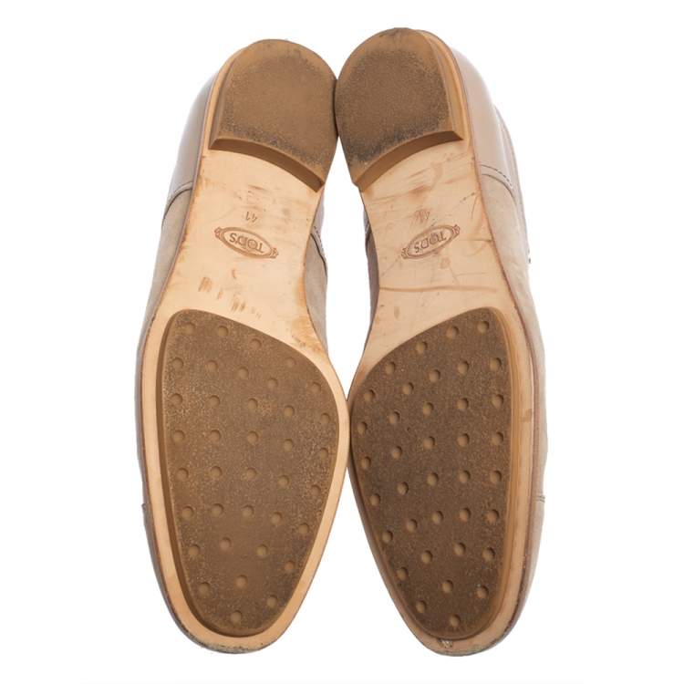 Pre Owned Tod's Beige Suede Lace Up Oxfords Size 41