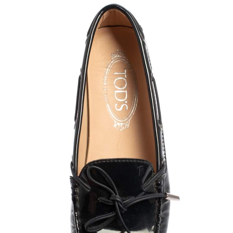 Pre Owned Tod's Blue Patent Leather City Gommino Driving Loafers Size 36.5