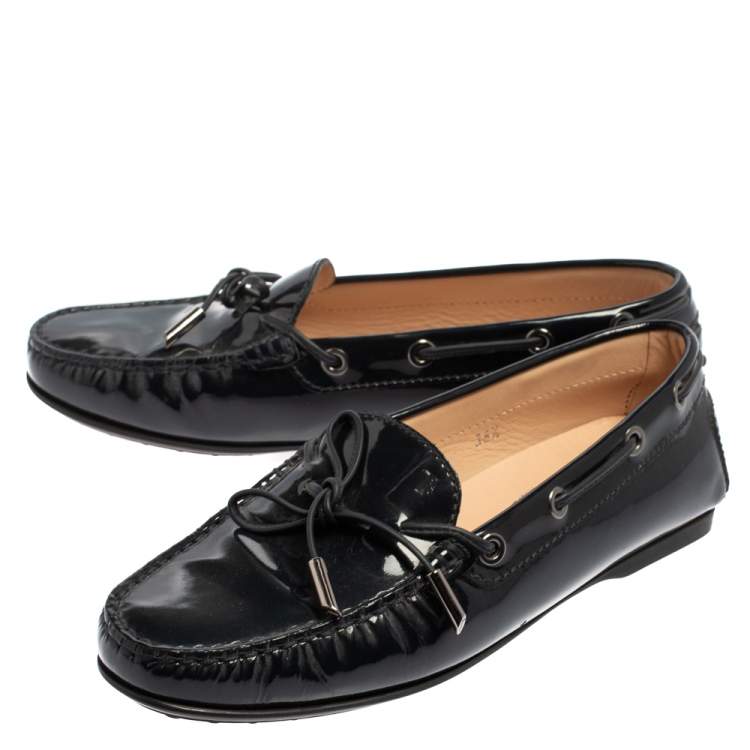 Pre Owned Tod's Blue Patent Leather City Gommino Driving Loafers Size 36.5
