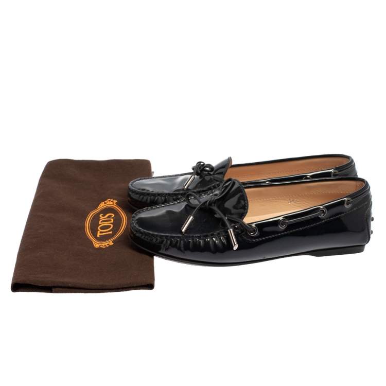 Pre Owned Tod's Blue Patent Leather City Gommino Driving Loafers Size 36.5