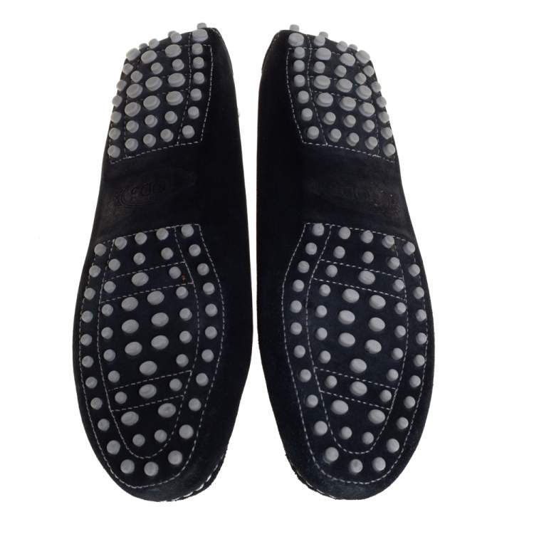 Pre Owned Tod's Black Suede Bow Slip On Loafers Size 39.5