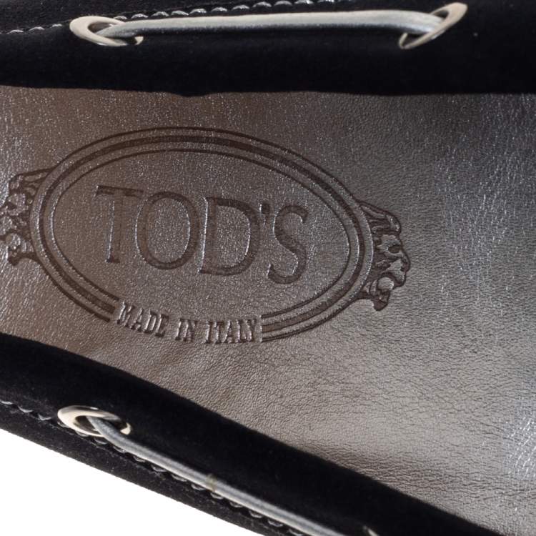 Pre Owned Tod's Black Suede Bow Slip On Loafers Size 39.5