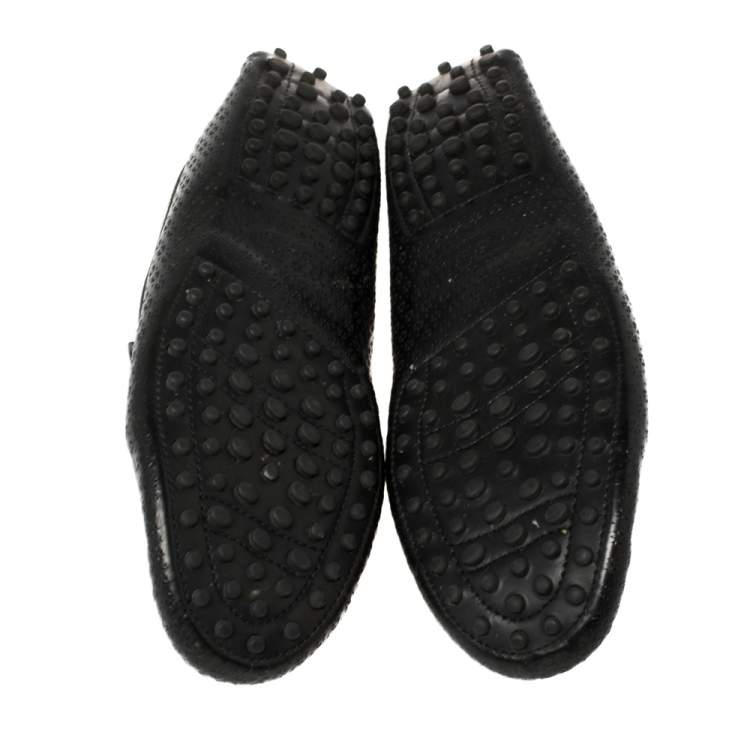 مملوكة مسبقًا Tod's Black Perforated Patent Leather Loafers Size 39