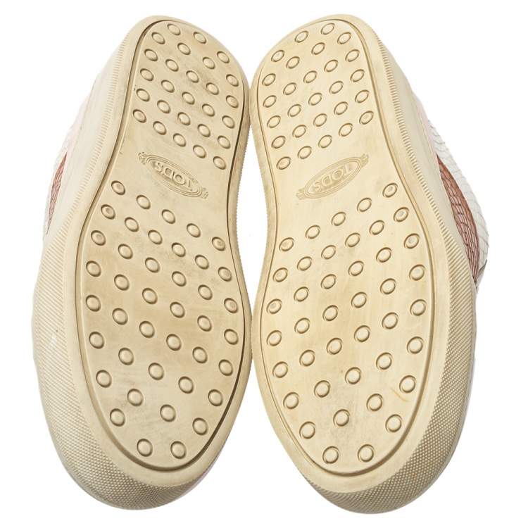 Pre Owned Tod's Multicolor Python And Leather Lace Up Sneakers Size 36