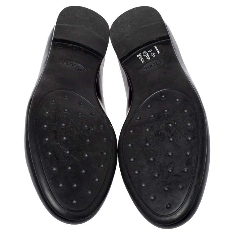 Pre Owned Tod's Black Patent Leather Smoking Slippers Size 38.5