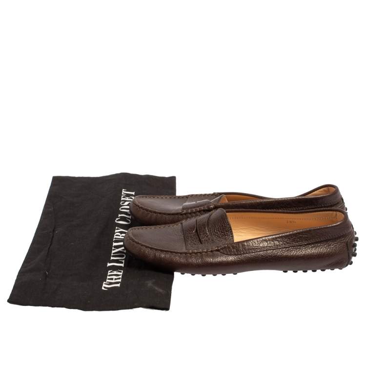مملوكة مسبقًا Tod's Brown Leather Slip On  Loafers Size 38.5