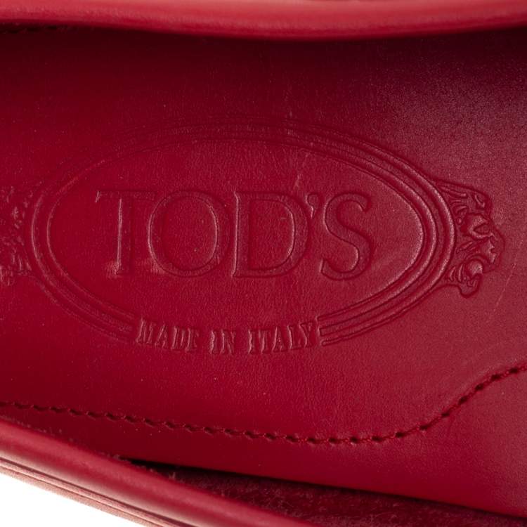 Pre Owned Tod's Pink Leather Slip On Loafers Size 38.5