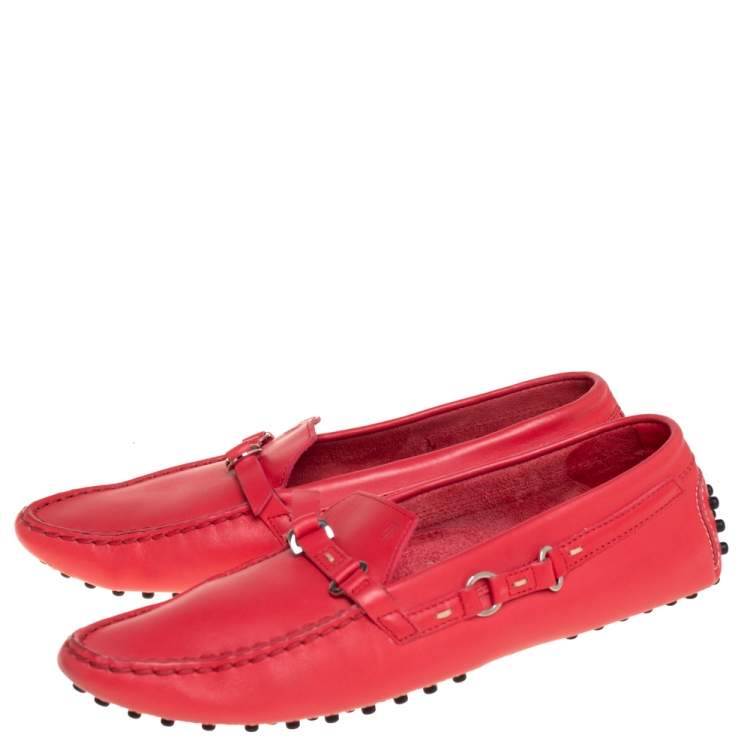 Pre Owned Tod's Pink Leather Slip On Loafers Size 38.5