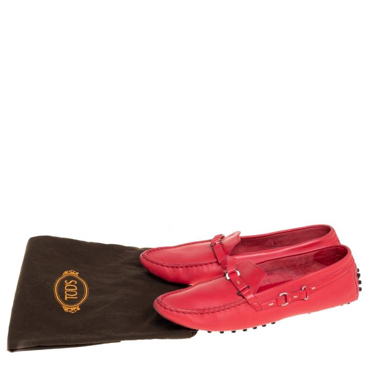 Pre Owned Tod's Pink Leather Slip On Loafers Size 38.5