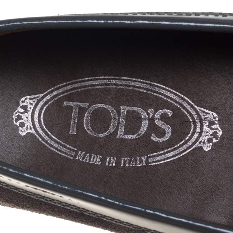 Pre Owned Tod's Grey Suede Slip On Loafers Size 37