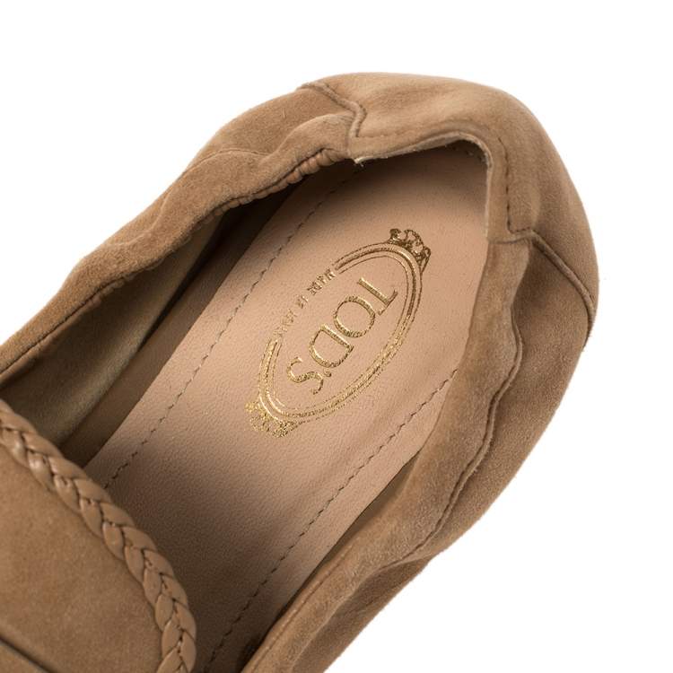 Pre Owned Tod's Beige Suede Tassel Loafers Size 39