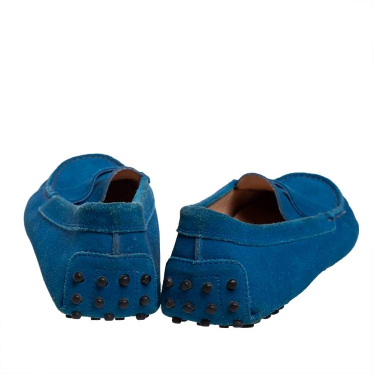 Pre Owned Tod's Blue Suede Penny Loafers Size 39.5