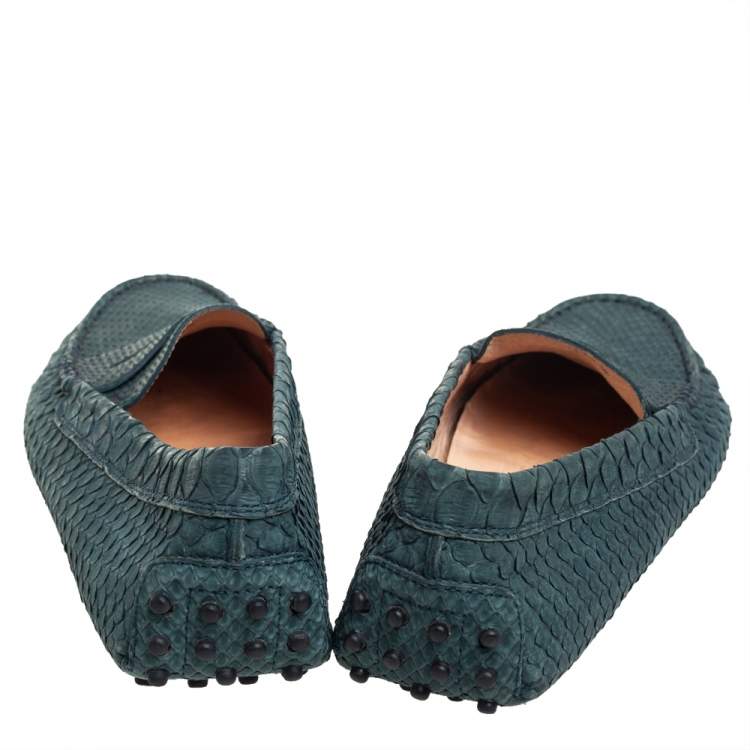 Pre Owned Tod's Blue Python Penny Slip On Loafers Size 39