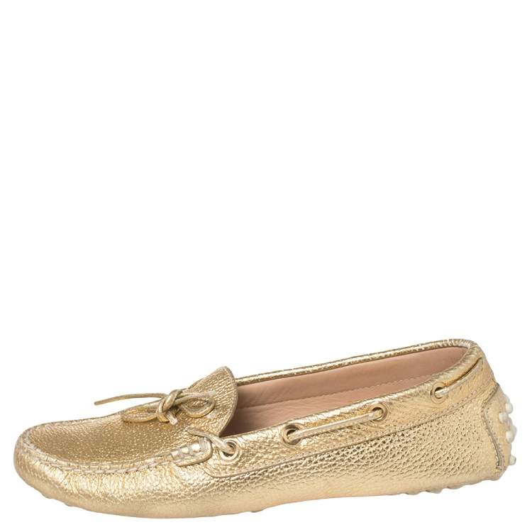 Tod's sales gold loafers