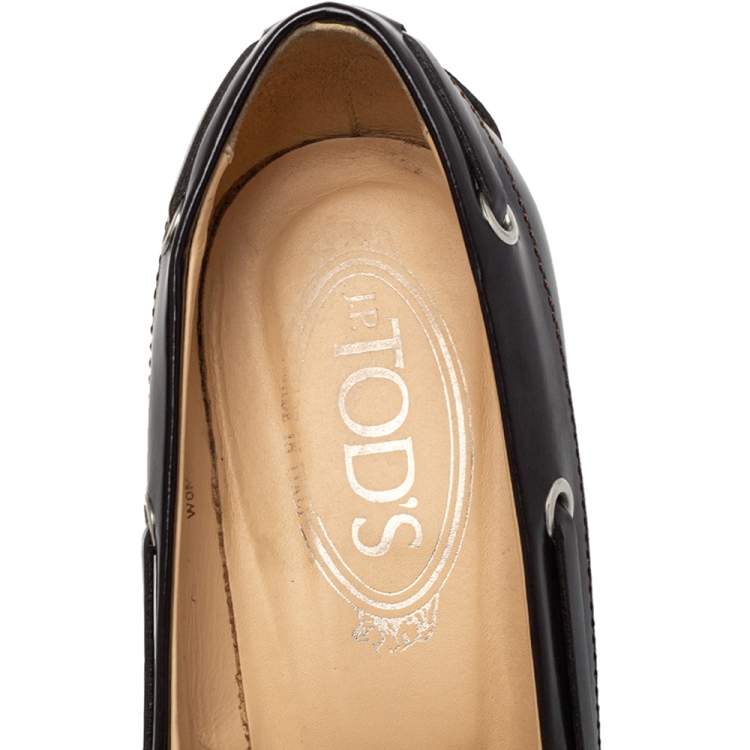 Pre Owned Tod's Brown Leather Penny Loafer Pumps Size 38