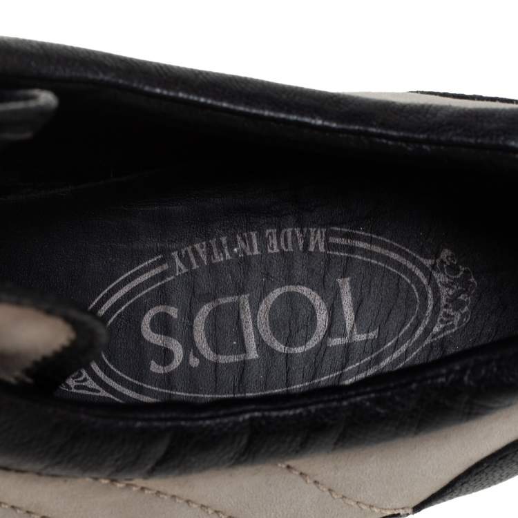 Pre Owned Tod's White/Black Suede And Leather Low Top Sneakers Size 38.5