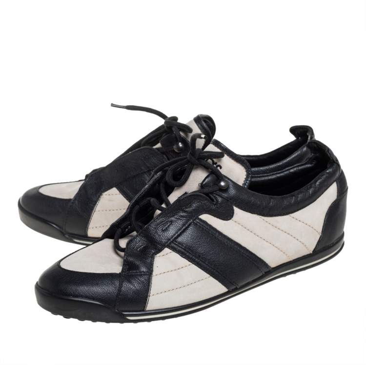 Pre Owned Tod's White/Black Suede And Leather Low Top Sneakers Size 38.5
