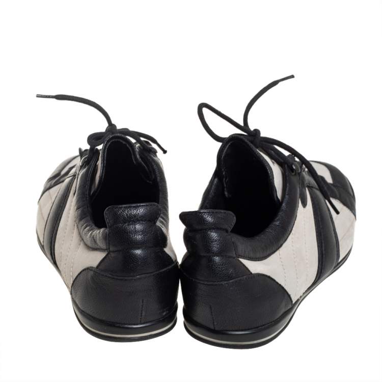 Pre Owned Tod's White/Black Suede And Leather Low Top Sneakers Size 38.5