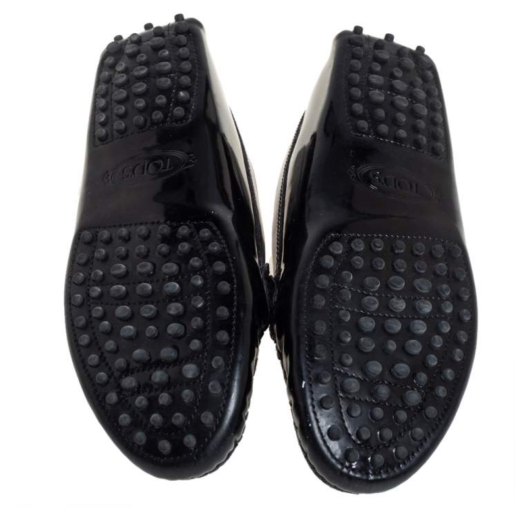 Pre Owned Tod's Black Patent Leather Slip On Loafers Size 40
