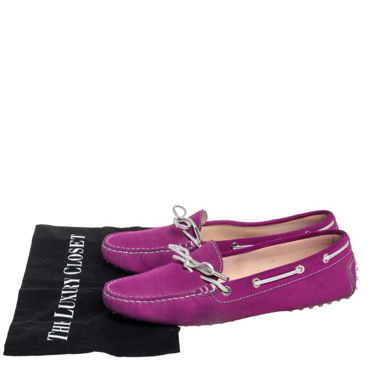 Pre Owned Tod’s Purple/Silver Suede Loafers Size 39