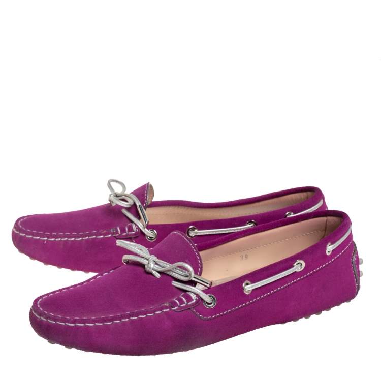 Pre Owned Tod’s Purple/Silver Suede Loafers Size 39
