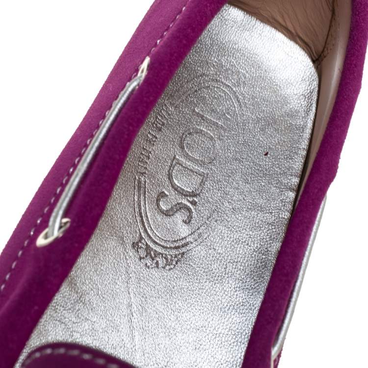 Pre Owned Tod’s Purple/Silver Suede Loafers Size 39