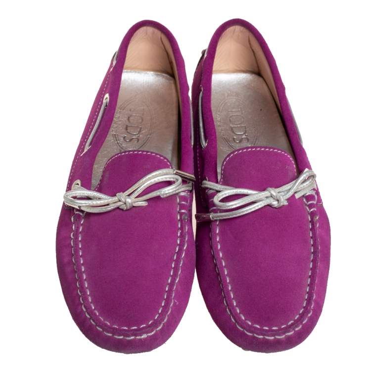 Pre Owned Tod’s Purple/Silver Suede Loafers Size 39